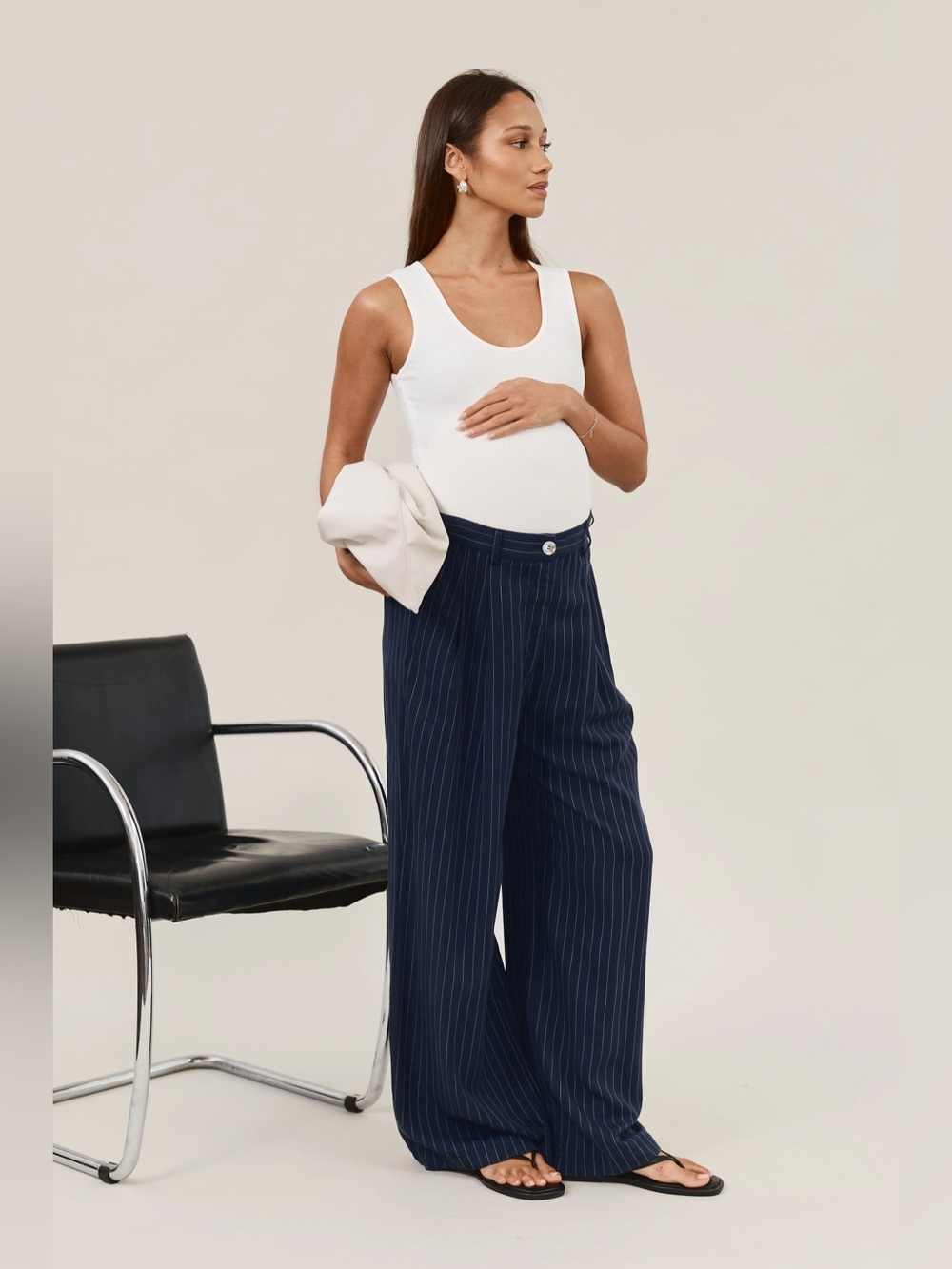 NWT Apèro Bambi Pinstripe Adjustable Wide Leg Pant Size  3XL